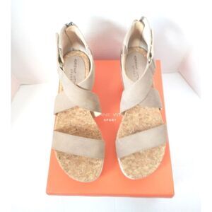 New! ADRIENNE VITTADINI Criss-Cross Sporty Wedge Sandal Open-Toe Shoe Faux Suede
